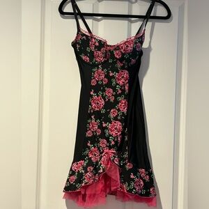 NWT Vintage 90 th Victoria's Secret Black and Pink Floral Lingerie Bra Sz 36B